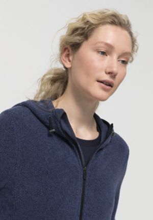 hessnatur Damen-Outdoor Fleecejacke aus Bio-Baumwolle – blau – Größe 38